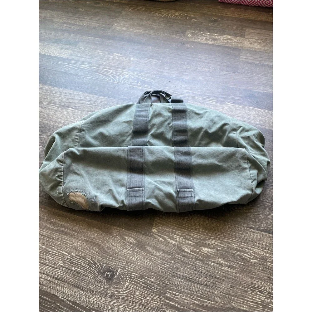 Vintage Military Duffel Bag / Kit Bag Olive Green Canvas Large Utility Carry Bag